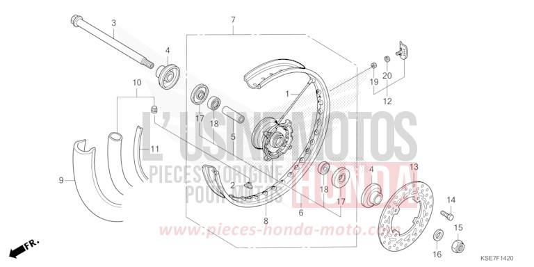 ROUE AVANT de CRF150R "Grandes Roues" EXTREME RED (R292) 2022
